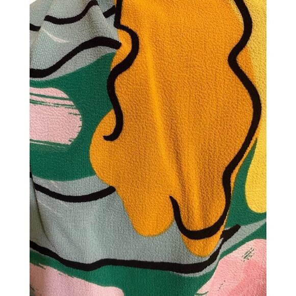 Maggy London Floral Printed Flutter Sleeve Dress Ruched Side Front Skirt Sz 16W - Picture 6 of 11